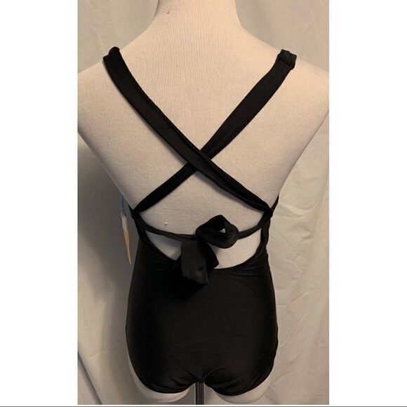 NWT Kona Sol Black Ruched One Piece Bathing Suit - Picture 2 of 6